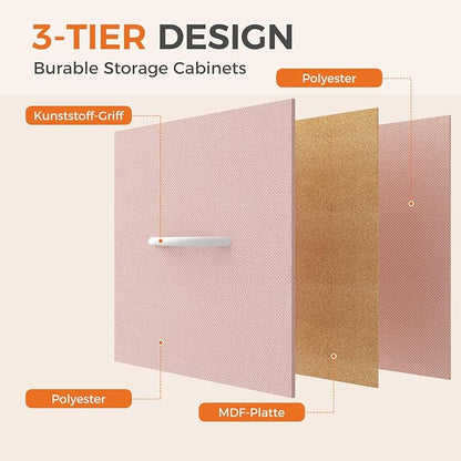 Sweetcrispy 8 Drawer Fabric Dresser for Bedroom, Tall Double Dresser Chest of Drawers with Sturdy Steel Frame and Wooden Top, Closet Living Room Storage Organizer with Easy Pull Handles,Pink