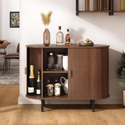 ONBRILL 40" Sideboard Buffet Cabinet with Storage, Storage Cabinet with Sliding Door & Adjustable Shelf, Modern Accent Coffee Bar Console Table for Kitchen, Entryway, Walnut
