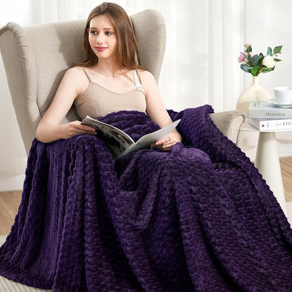 Zyrah Fleece Throws for Couch Super Soft Throw Blanket Lightweight Decorative Fuzzy Cozy Blankets for Sofa Chair Bed (A-Purple, Twin(60"x80"))