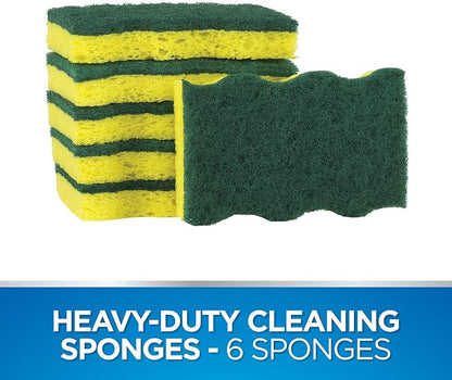 Dawn Heavy Duty Kitchen Dish Sponges, Green/Yellow (Pack of 6)
