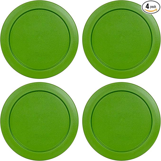 Replacement Lids fits Pyrex 6 & 7-Cup Glass Food Storage Container Bowls, 7.5-Inch Plastic Round Lids Covers for Pyrex 7402-PC, Airtight & Leakproof (4-Pack, Green)
