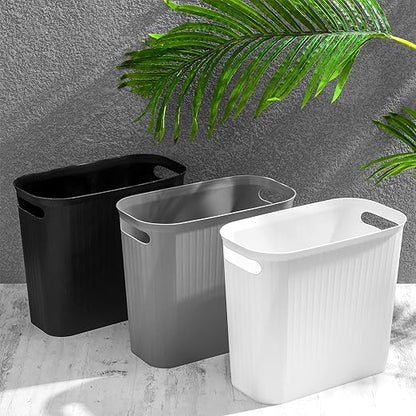 rejomiik Small Trash Can, 3.5 Gallon Garbage Can, Slim Waste Basket, Plastic Trash Bin Container with Handles for Bathroom, Bedroom, Home, Office, Dorm Room, Kitchen, Rectangular, Gray, 1 - Pack