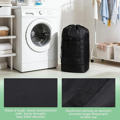 Backpack Laundry Bag,Large Travel Laundry Bags with Shoulder Straps and Mesh Pockets,Laundry Backpack with Drawstring Closure for College,Trave,Dorm, Apartment,Laundromat (Grey)