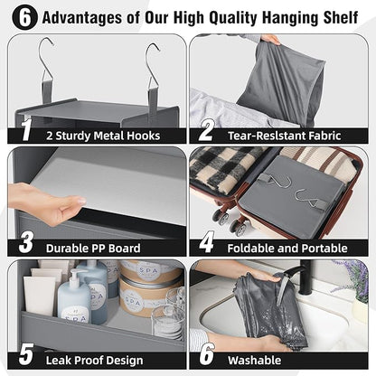 GRANNY SAYS 4-Shelf Hanging Organizer, Closet Hanging Shelves, Closet Hanging Storage Organizers, Organization for Bedroom, Living Room, Baby Nursery, Camper Accessories, Gray, 1-Pack