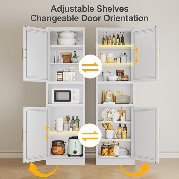 Ckzbx Tall Narrow Storage Cabinet 66.93" H Tall Bathroom Cabinet Metal Pantry Cabinets, 4 Adjustable Shelves for Kitchen, Home Office, Living Room, Dinning Room (20 inches Wide Green)