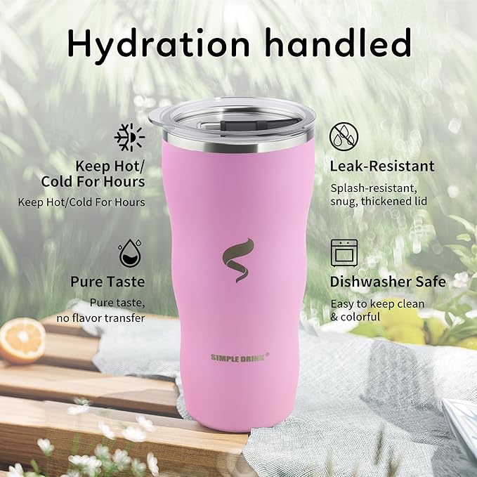 20Oz Insulated Tumbler With Straw And Lid, Stainless Steel Coffee Cup, Double Wall Vacuum Travel Mug,Spill proof Iced Coffee Tumbler, Beach tumbler, Cherry Blossom