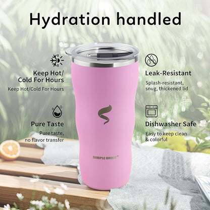 20Oz Insulated Tumbler With Straw And Lid, Stainless Steel Coffee Cup, Double Wall Vacuum Travel Mug,Spill proof Iced Coffee Tumbler, Beach tumbler, Cherry Blossom