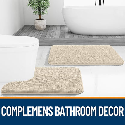 OLANLY Bathroom Runner Rugs 44x24, Extra Soft Absorbent Chenille Bath Rugs, Rubber Backing Quick Dry, Machine Washable Long Bath Mats for Bathroom Floor, Tub and Shower, Home Decor Accessories, Sand