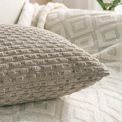 Set of 4 Taupe Decorative Throw Pillow Covers 16x16 Inch Corduroy Pillow Covers for Bed Couch Sofa Living Room Soft Square Cushion Cases