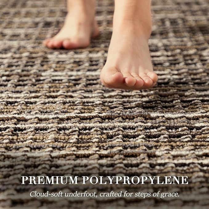Kitchen Rugs Sets of 2-Non Slip Kitchen Mats for Floor-Thick Stain Resistant Vintage Kitchen Floor Mat Runner Carpet for Hallways Entryway Laundry Room Washable（Brown 24"x70"+20"x47"）
