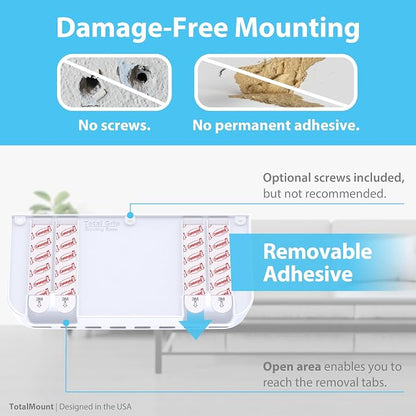 TotalMount Hole-Free Remote Holder – Eliminates Need to Drill Holes in Your Wall (Premium White Holder for 3 or 4 Remotes)