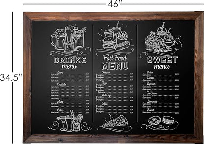 Loddie Doddie Magnetic Chalkboard - 46" x 34.5", Rustic Wood Frame - Easy-Erase Surface & Magnet Display - Easy Hanging & Magnetic Boards for Walls - Meal Planning Chalk Calendar