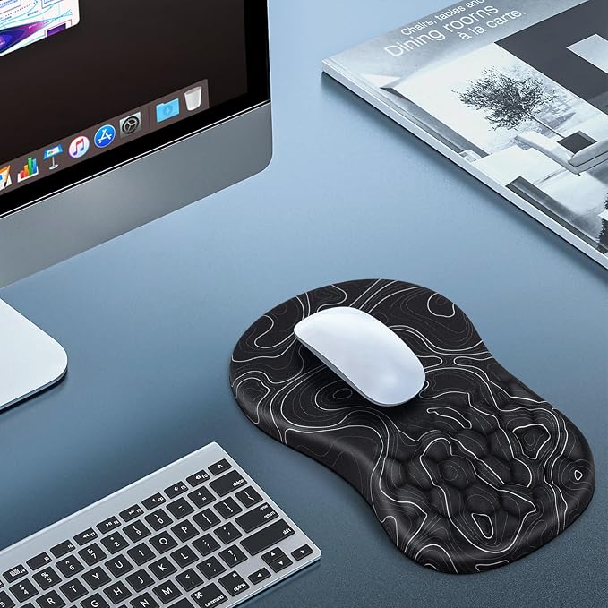 Mouse Pad with Wrist Rest Ergonomic Mouse Pad Computer Wrist Support with Massage Design & Non-Slip PU Base, Comfortable Mousepad for Office Desk Accessories