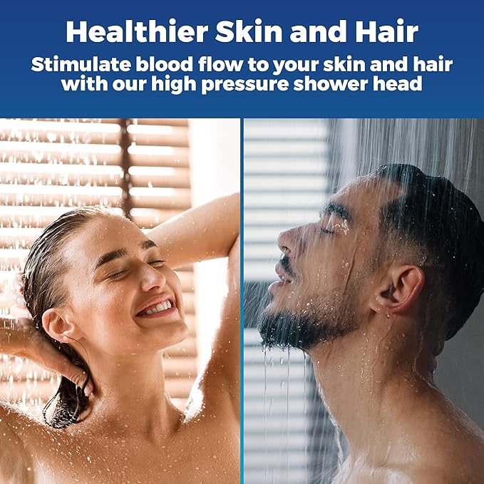 High Pressure Shower Head - Anti-Clogging Silicone Nozzles 2.5 GPM Removable Restrictor - Easy to Clean and Install - Includes Plumbers Tape - 6 inch - (Gold Finish 2.5GPM)