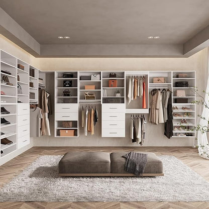 ROOMTEC Modular Closet System, 25.5" Shelf Closet Tower Wall-Mounted Closet Organizer, Wooden Tower for Walk-In Closets, Wardrobe Storage Kit, White