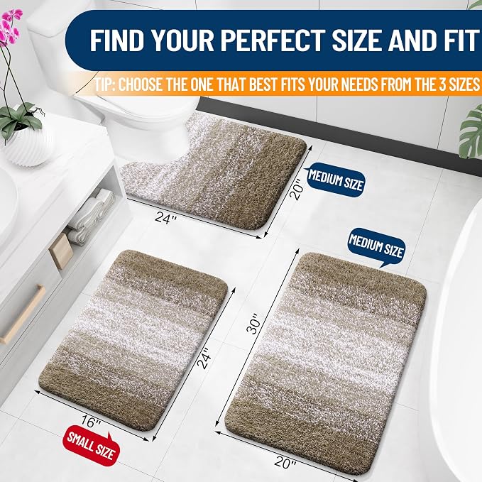 OLANLY Bathroom Rugs Mat 30x20, Extra Soft Absorbent Microfiber Bath Rugs, Rubber Backing, Quick Dry, Machine Washable Bath Mats for Bathroom Floor, Tub and Shower, Home Decor Accessories, Coffee