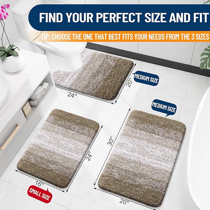OLANLY Small Bathroom Rugs Mat 24x16, Extra Soft Absorbent Microfiber Bath Rugs, Rubber Backing, Quick Dry, Machine Washable Bath Mat for Bathroom Floor, Tub and Shower, Home Decor Accessories, Coffee