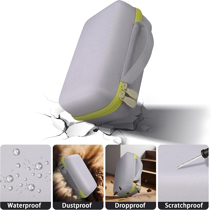 Label Printer Case Compatible with Brother P-Touch PTH110BP/PTH110/PTH111 Pro Label Maker(Gray Case,Green Zipper)
