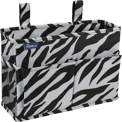 Surblue Caddy Hanging Organizer Bedside Storage Bag for Bunk and Hospital Beds, Zebra, Small