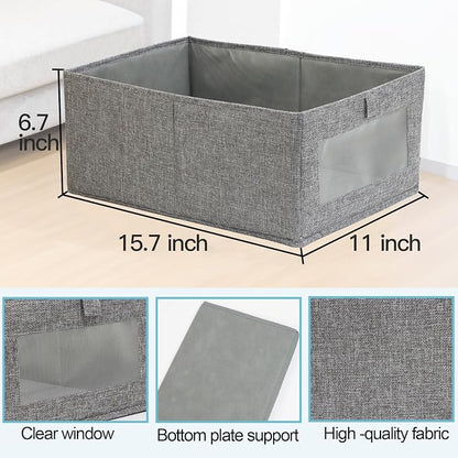 Fordonral 4 Pack Closet Organizers and Storage Bins, Storage Containers for Organizing Clothing, Jeans, Toys, Books, Shelves, Wardrobe - Closet Organizer, Large Storage Boxes Baskets with Window
