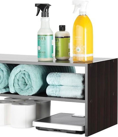 Whitmor Stackable 31" Extra Wide 2-Shelf Storage Organizer, Espresso，2 Pack