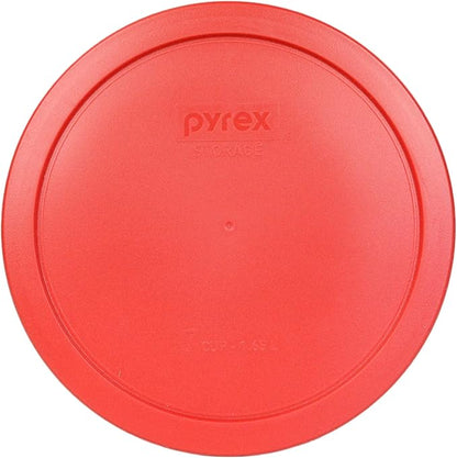 Pyrex (2) 7202-PC 1 Cup, (2) 7200-PC 2 Cup, (2) 7201-PC 4 Cup, (2) 7402-PC 6/7 Cup Red Round Plastic Food Storage Lids, Made in USA