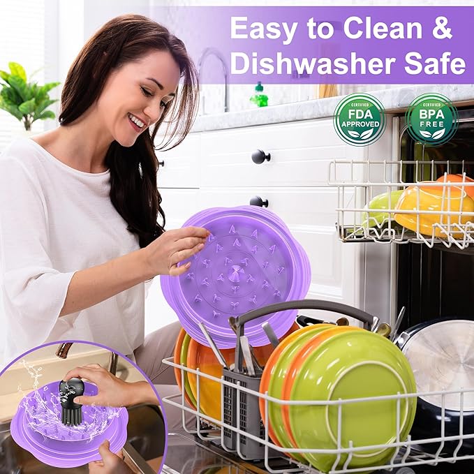 SURETIVIAN Chicken Shredder Tool Twist Large Chicken Breast Shredder with Brush&Fork, Visible Meat Shredder Machine, Anti-Slip Strip, Ergonomic Handle, BPA Free, Suitable for Pork Beef Chicken(Purple)