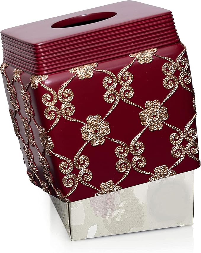 Resin Tissue Box Cover for Modern Home Decor - Minimalist Square Tissue Box Holder for Guest Room, Bedroom, Bathroom, Tabletop & Office - Durable and Aesthetic Tissue Holder, Elegant Rose