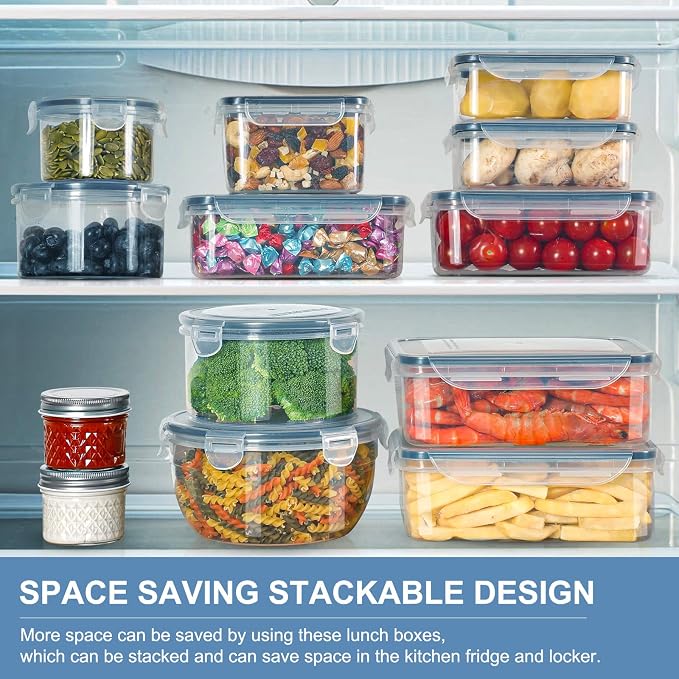28 Pieces Food Storage Containers with Lids EXTRA LARGE Freezer Containers for Food BPA-Free Meat Fruit Vegetables Plastic Containers with lids Storage Airtight Leak-Proof Food Boxes for Kitchen