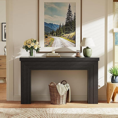 Huuger 54 Inch Entryway Table, Retangular Console Table with Storage, Farmhouse Sofa Table Behind The Couch, Long for Entrance, Hallway, Foyer, Living Room, Black