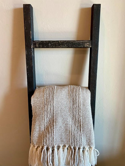 BarnwoodUSA Rustic Farmhouse Decorative Ladder - Our 6 ft Ladder can be Mounted Horizontally or Vertically and is Crafted from Upcycled Wood | No Assembly Required | Black