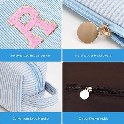 Personalized Anniversary Wife's Birthday Gifts,Mothers Day Gifts for Women,Wife Gifts from Husband,Cool Birthday Gifts for Wife,Makeup Bag Set Cosmetic Bag for Teen Girls - Blue,R