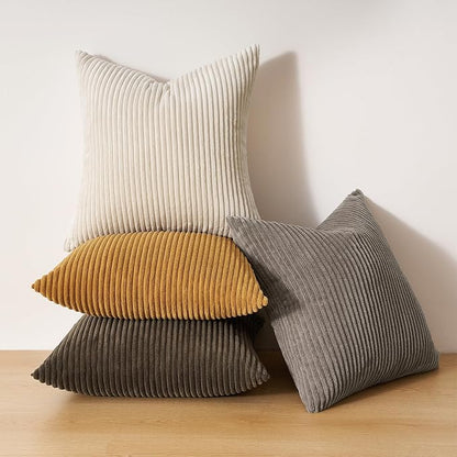 Topfinel Decorative Brown Throw Pillow Covers Cushion Cases, Set of 4 Soft Velvet Modern Double-Sided Designs, Rustic Home Decor, Pillow Inserts Not Included (22x22 inch)