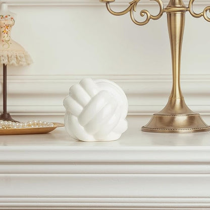 Small Ceramic Knot Decor, Chain Link Decor, Coffee Table Decor, Book Shelf Decor, Entry Table Decor, Aesthetic Minimalist Decorative Objects for Modern Home Living Room, Desk Decor for Office (White)