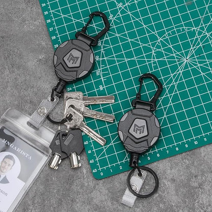 MNGARISTA 2-Pack Retractable Keychain, Heavy Duty Carabiner Badge Holder, Tactical ID Badge Reel Key Chain with 31.5” Steel Retractable Cord, 8.0 oz