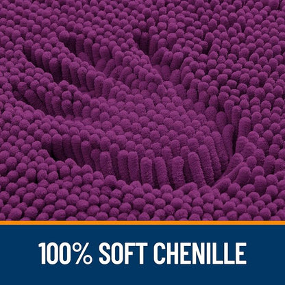 OLANLY Large Bathroom Rugs 44x32, Extra Soft Absorbent Chenille Bath Rugs, Rubber Backing Quick Dry, Machine Washable Bath Mats for Bathroom Floor, Tub and Shower, Home Decor Accessories, Purple