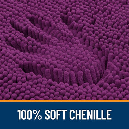 OLANLY Large Bathroom Rugs 59x35, Extra Soft Absorbent Chenille Bath Rugs, Rubber Backing Quick Dry, Machine Washable Bath Mats for Bathroom Floor, Tub and Shower, Home Decor Accessories, Purple