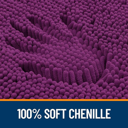 OLANLY Bathroom Runner Rugs 70x24, Extra Soft Absorbent Chenille Bath Rugs, Rubber Backing Quick Dry, Machine Washable Long Bath Mats for Bathroom Floor, Tub and Shower, Home Decor Accessories, Purple