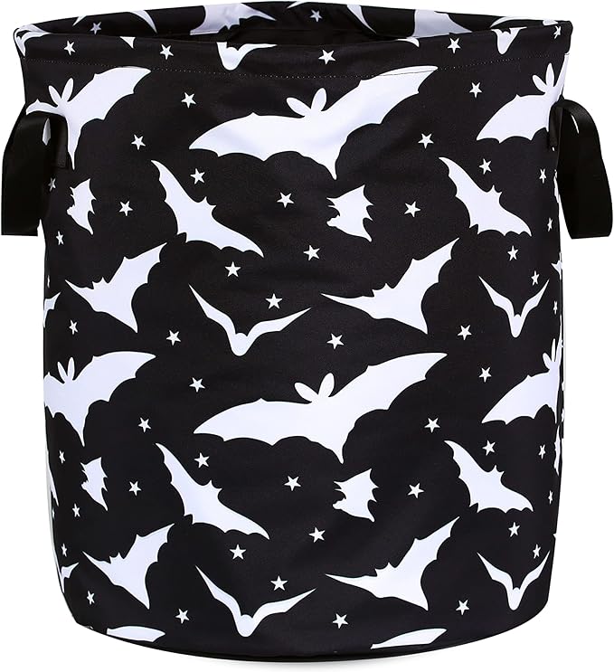 Goth Bats Laundry Basket Halloween Foldable Oxford Cloth Funny Tote Bag Laundry Hamper Clothes Storage Bucket Organizer For Bathroom/Laundry Storage/Bedroom Storage Basket 17.7x13.7Inch