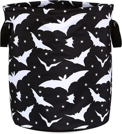 Goth Bats Laundry Basket Halloween Foldable Oxford Cloth Funny Tote Bag Laundry Hamper Clothes Storage Bucket Organizer For Bathroom/Laundry Storage/Bedroom Storage Basket 17.7x13.7Inch