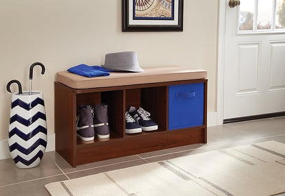 ClosetMaid 1309 3-Cube Storage Bench, Dark Cherry with Tan Cushion