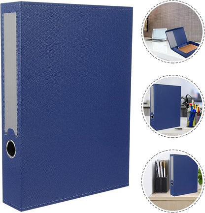 CONGARTENO Wear-resistant PU Leather File Organizer Box for Desktop Document Storage Practical Household File Case Holder for Office and Home Blue Folder Storage for Letters and Papers