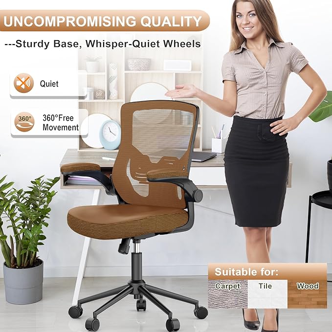 Ergonomic Office Desk Chair with Waterfall Seat and S-Shaped Back for Lower Back & Leg Pressure Relief, Comfortable for 8+ Hours Sitting