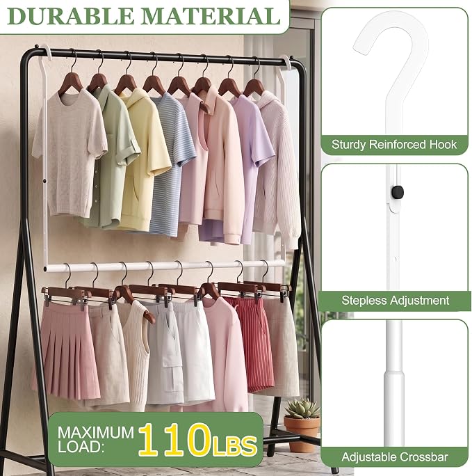 OPKING Hanging Closet Rod Extenders Adjustable Width & Height Space-Saving, 1Pack White