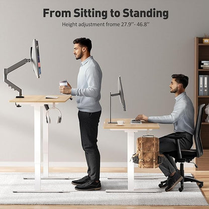 63 x 28 Inch Electric Standing Desk Adjustable Height, Sit Stand Desk, Stand up Desk for Home Office, Computer Workstation (Spliced Desktop,Oak)