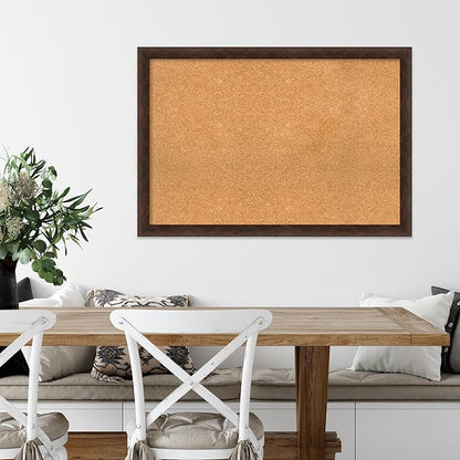 Amanti Art Natural Cork Board for Wall, 27x39 Vision Board with Brown Wood Frame, Large Corkboard Office Decor for Home Organization, Casual Corkboard Pinboard to display items for home organization