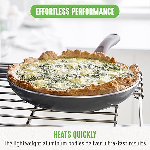 GreenLife Soft Grip Healthy Ceramic Nonstick 8" Frying Pan, PFAS & PFOA-Free, Dishwasher Safe, Egg Omelet Skillet, Cookware for Easy Cooking, Non-Stick Kitchen Essentials, Grey