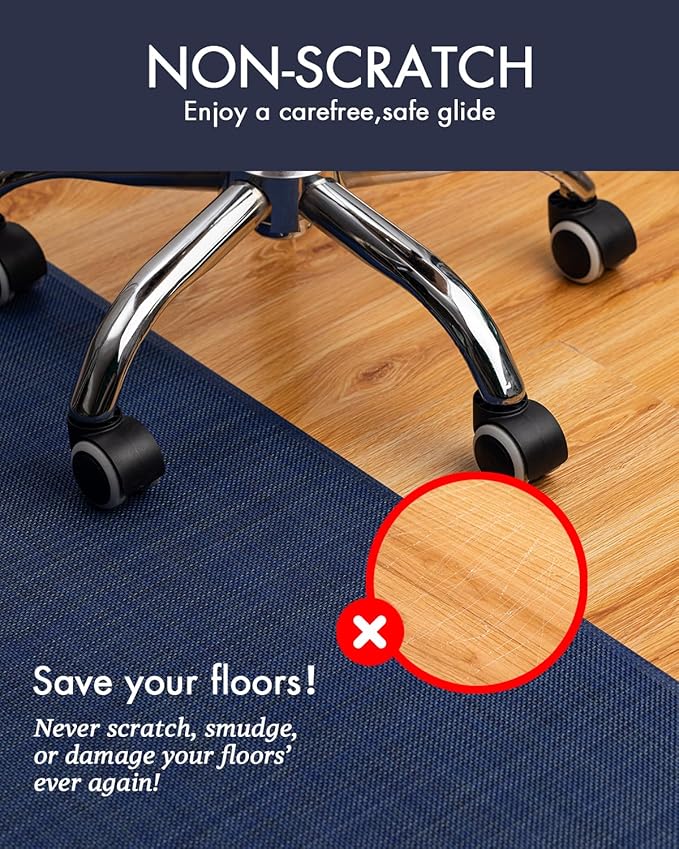 BARoyal Office Chair Mat for Hardwood Floor Under Desk Computer Rolling Chair Mat for Wood/Tile Floor Non-Slip Heavy Duty Desk Rug PVC Plastic Hard Floor Protector 30" x 48"(Indigo)