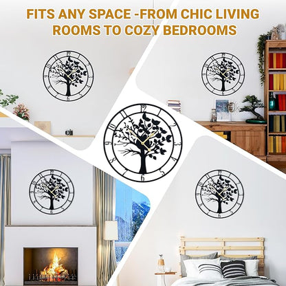 Blorple 30inch/76cm Extra Large Tree of Life Wall Clocks for Living Room Decor,Bedroom,Battery Operated,Metal,Decorative,Analog,Silent,Non Ticking Wall Clock,Room Wall Decor (Tree of Life, 30 inches)