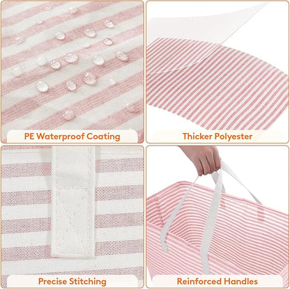 Lifewit 2 Pack Laundry Hamper Large Collapsible Laundry Baskets, Freestanding Waterproof Clothes Hamper with Easy Carry Handles in Laundry Room Bedroom Bathroom College Dorm, Grey&Pink, 2 x 100L